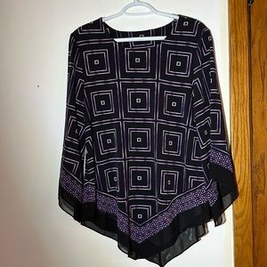 Alfani Top Black & Purple Geometric Design Size: Medium Style 100031394